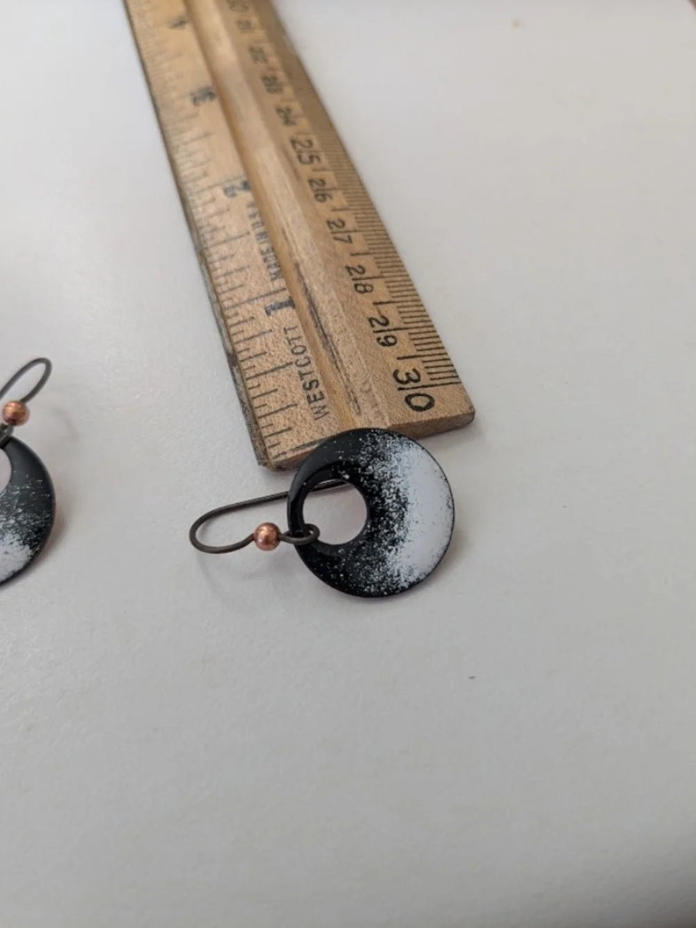 Black and White Ombre Enamel Earrings